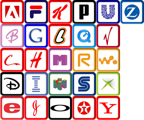 A to Z depicted with the first letter of memorable logos