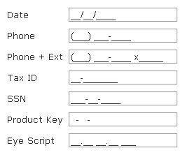 This is how text boxes appear when using the jQuery masked input plugin