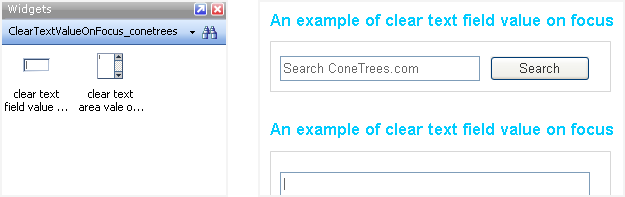 Clear text on focus prototype and widget library